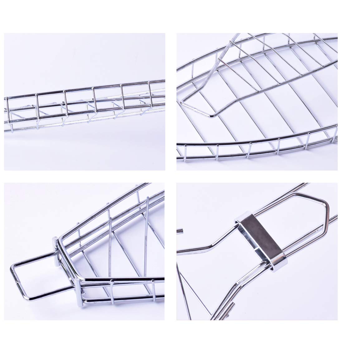 Cesta para parrilla de pescado para barbacoa, cesta portátil para parrilla de barbacoa, cesta para asar de acero inoxidable, herramienta para barbacoa, parrilla con cable con mango de madera, herram