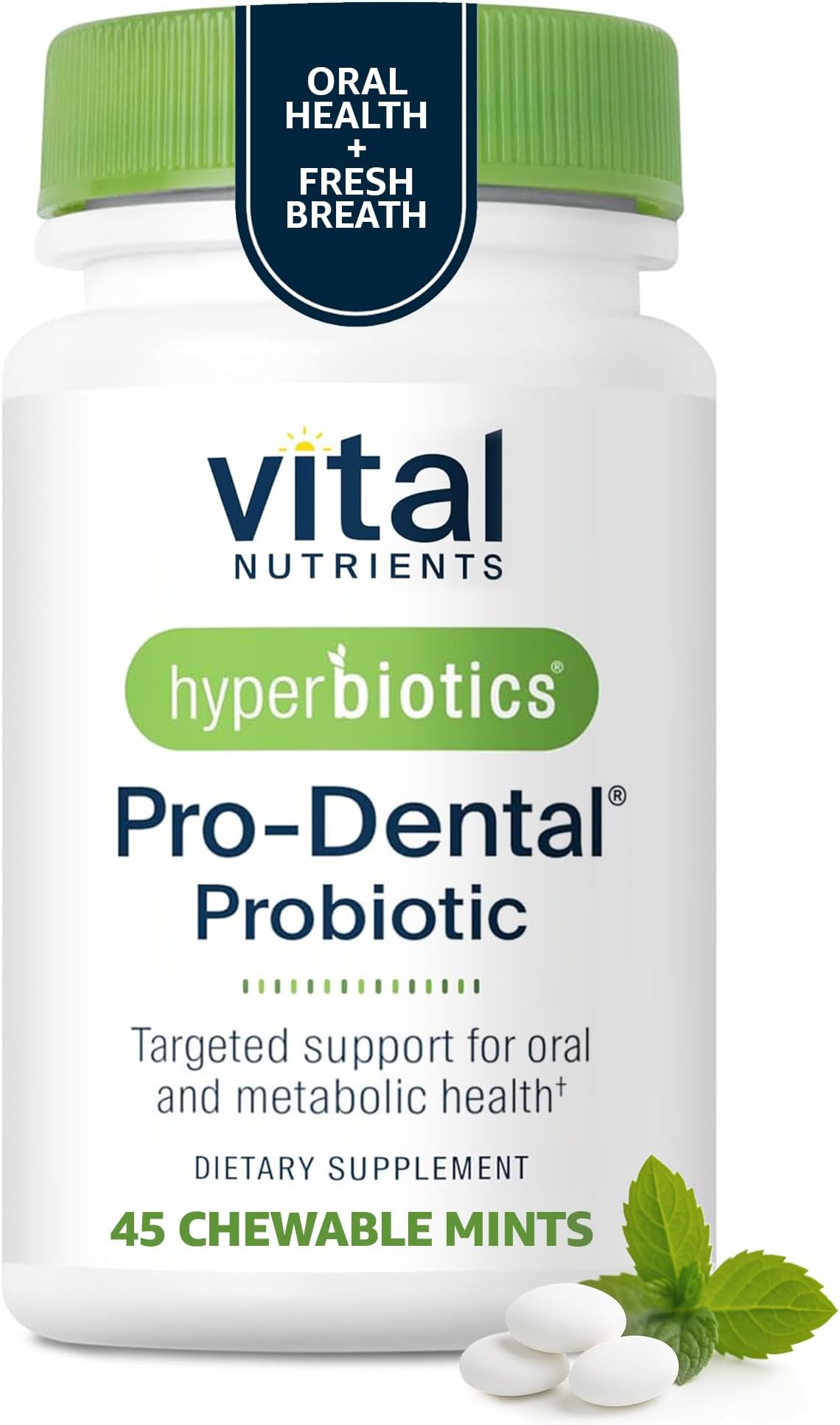 Vital Nutrients Pro Dental Probiotic | Clinically Studied BLIS K12 and M18 | Oral Probiotics for Bad Breath treatment for adults | Oral Health for teeth and gums | 45 Mint Tablets