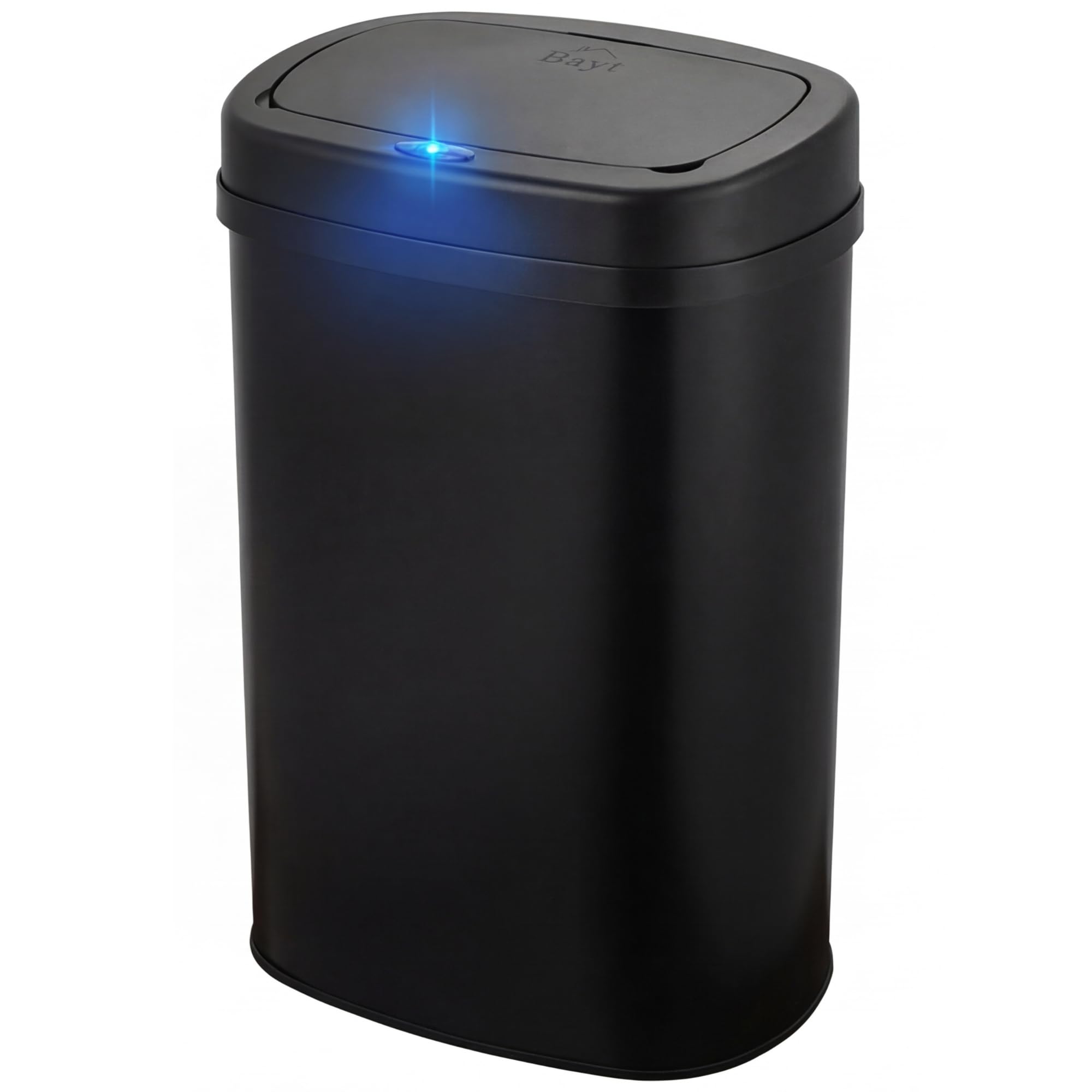 Bayt Mülleimer mit Sensor 60 Liter - Automatischer Abfalleimer für in der Küche, Badezimmer und Homebüro, Berührungslos, Edelstahl, Geruchsarm, Innenring, Schwarz
