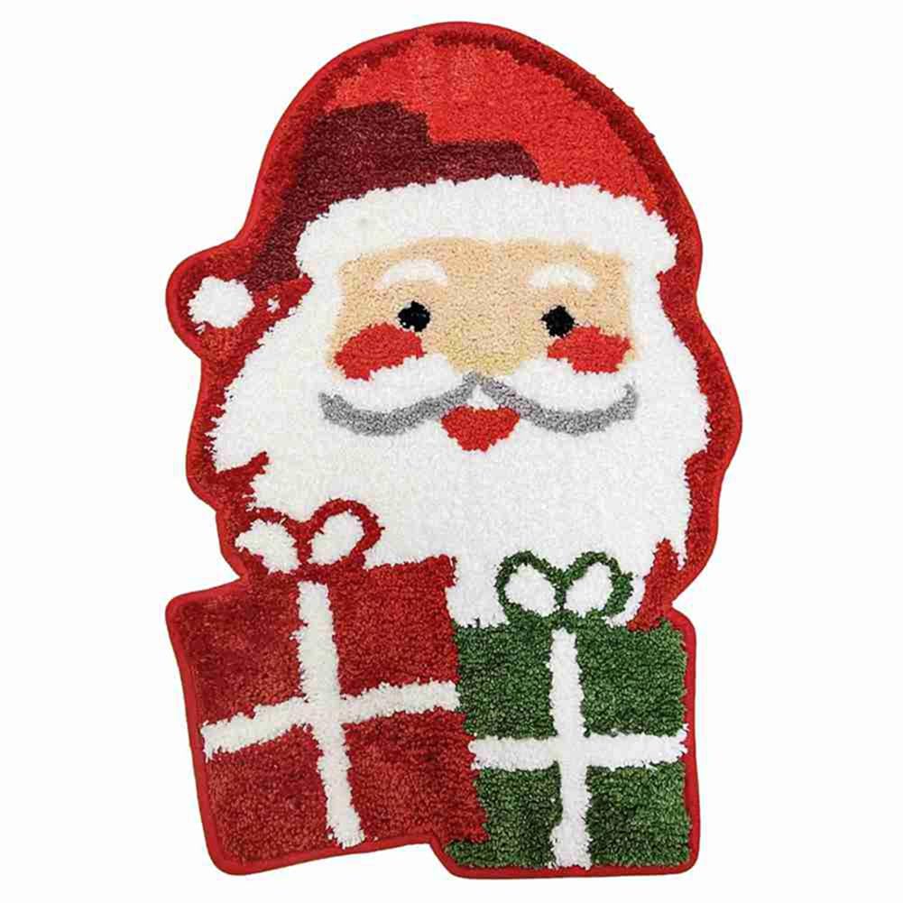CTRLZS Christmas Bathroom Rug,Christmas Santa Claus Bath Rug Non-Slip Back Water Absorbent,Microfiber Bathroom Rug,16x24 Inches