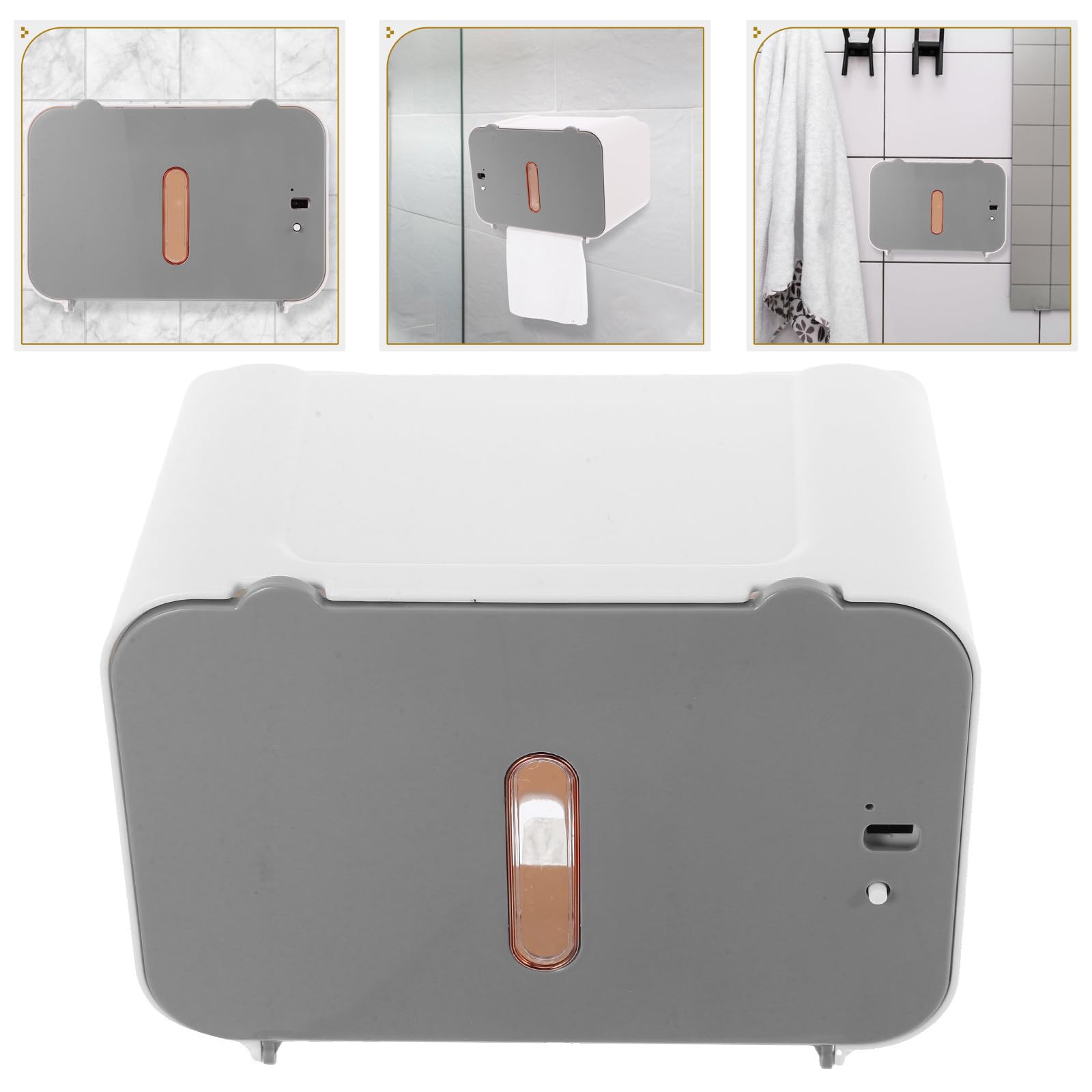 Hohopeti Dispensador Automático de Toallas de Papel para Baño con Sensor sin Tocar, Montaje en Pared, Material ABS y Metal, Capacidad para Varios Rollos, Diseño Moderno y Elegante