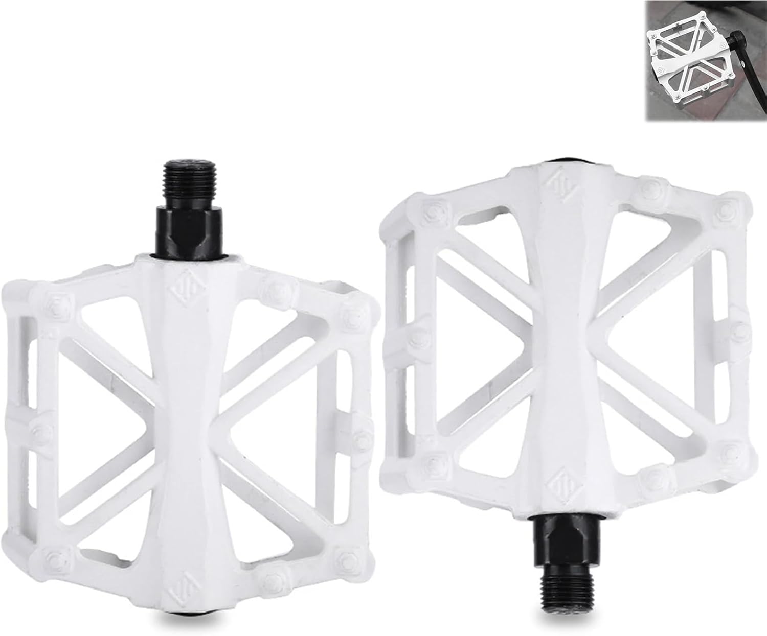 Lawsen Bike Pegs 2 Pair Mountain Bike Flat Pedals, 9/16" Universal Non-Slip Bicycle with Replaceable Pins, for MTB Folding Commuter Bikes for Mountain Bike E-Bike
