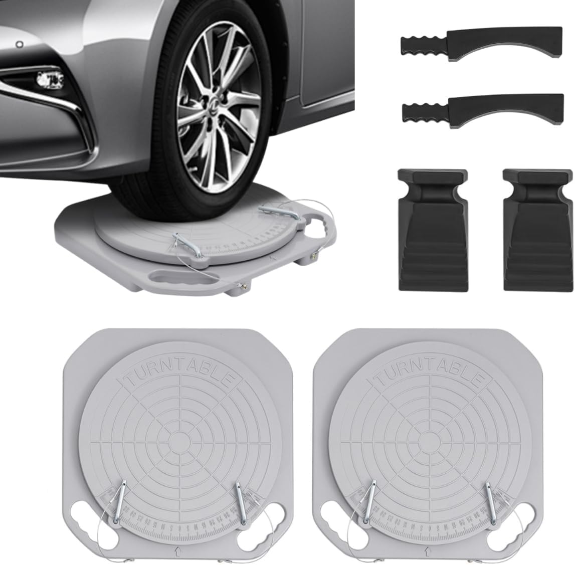 Cashewnuts 2 Pack Wheel Alignment Turn Plates Front End Wheel Alignment Turn Plate, Heavy Duty Four-Wheel Alignment Table Tool, 3T Capacity