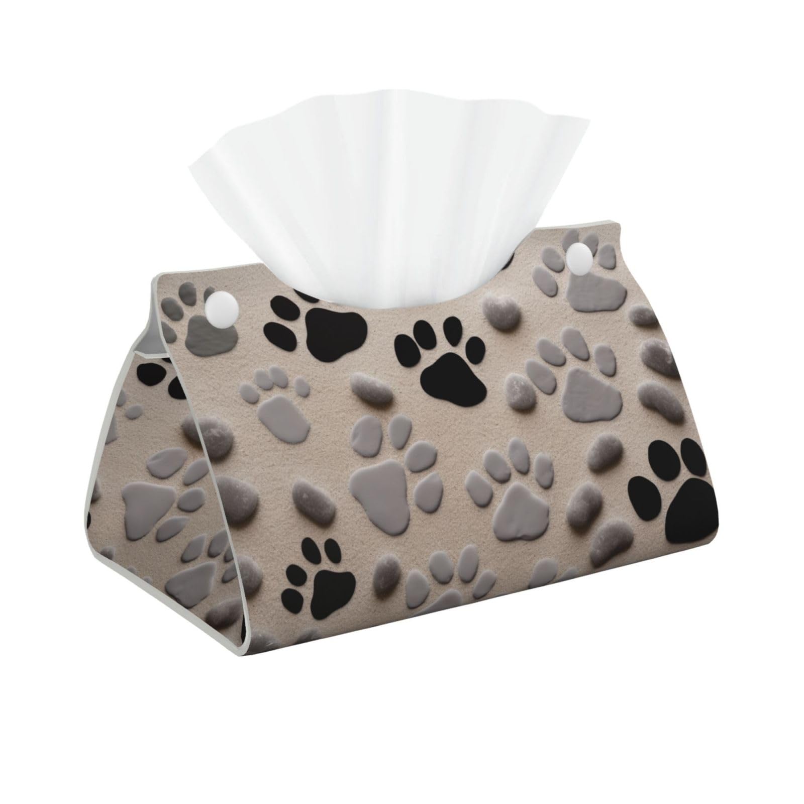 Animal Paw Prints Print Tissue Box Cover Foldable Tissue Storage Box Leather Tissue Cube Box Holder for Living Room Bedroom Office Car Home Decor