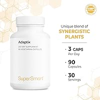 Vista 5 de Supersmart - Adaptix - Combinación de 8 extractos de plantas con propiedades adaptógenas (Ashwagandha, astrágalo, ginseng, reishi) Sin OMG y sin