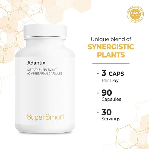 Miniatura 5 de Supersmart - Adaptix - Combinación de 8 extractos de plantas con propiedades adaptógenas (Ashwagandha, astrágalo, ginseng, reishi) Sin OMG y sin