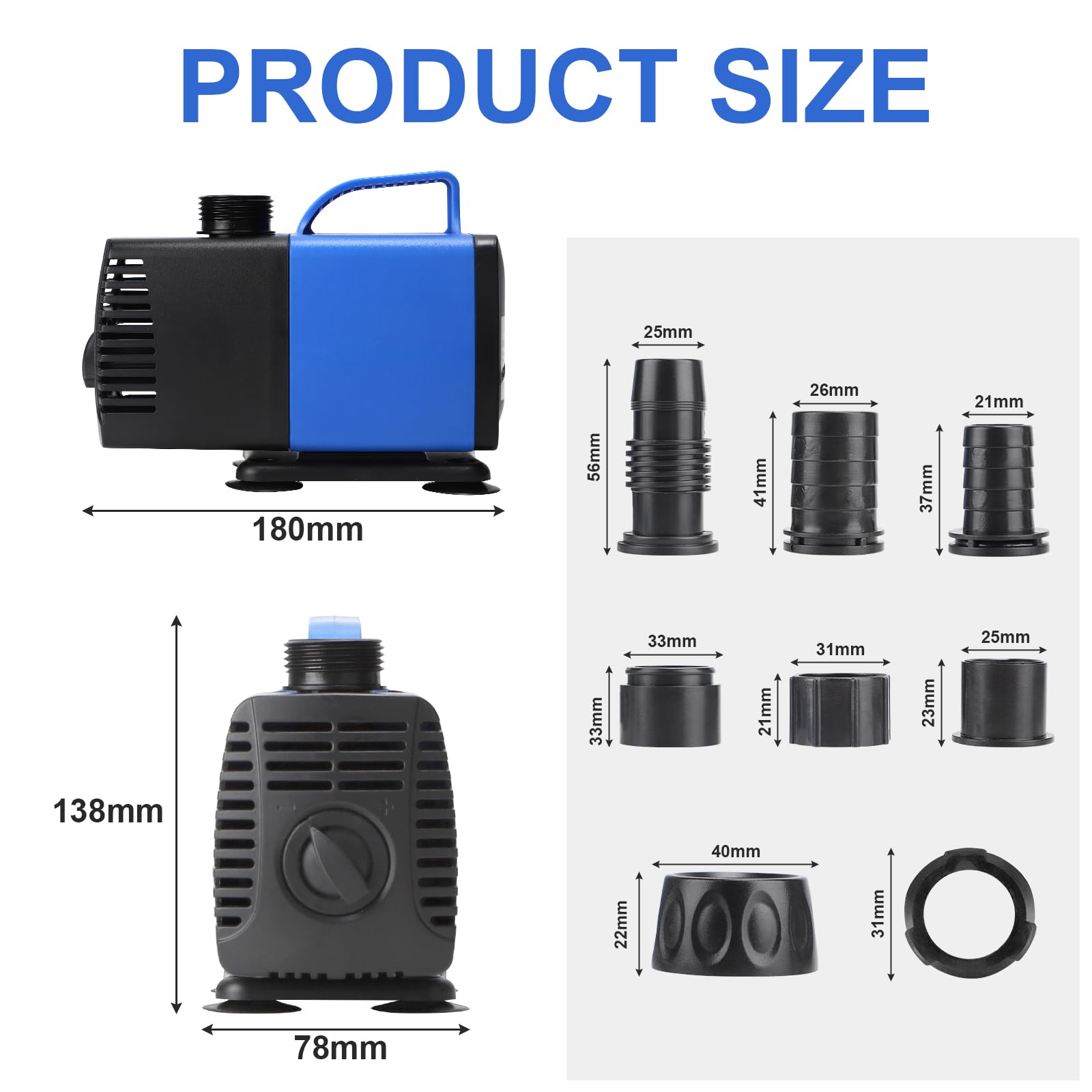 DBREAKS Teichpumpe Filterpumpe 5500L/H Wasserpumpe Bachlaufpumpe mit 5 Düse Aquariumpump für Springbrunnen Aquarium Pumpe 55W Springbrunnenpumpe Teich Fontänenpump