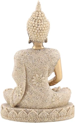 Miniatura 6 de Estatua de Buda sentado meditando, figuras coleccionables de 4.3 pulgadas, figura tallada, adorno de escritorio (dorado)