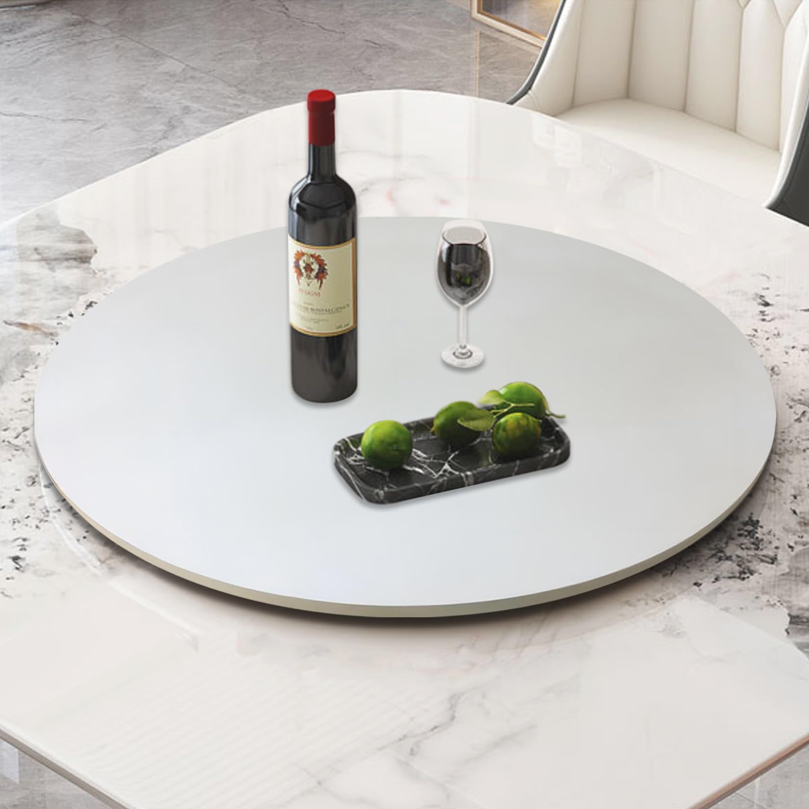 Grand Plateau Tournant Lazy Susan,Plat Rotatif Rond En Bois,360°Rotation Plateau De Service
