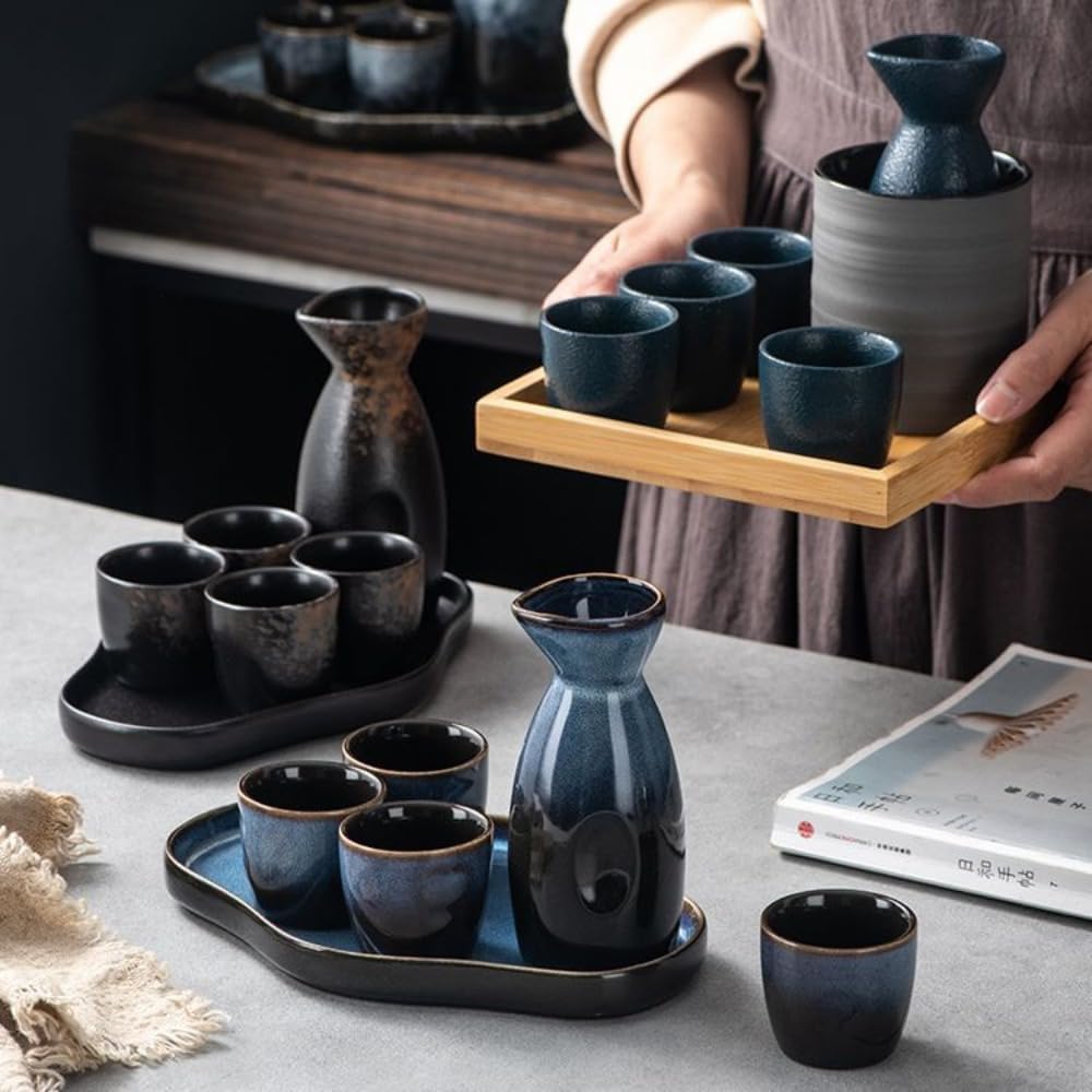 Amazon | Vlfn 6 点 徳利1個 + お猪口 4 個 + トレイ 1 個 酒器 陶器