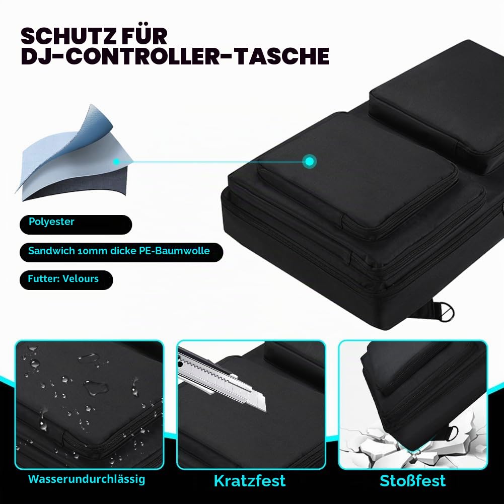 Meijunter DJ Controller Tragetasche Kompatibel mit Pioneer DJ DDJ-SR2/DDJ-SR für Native Instruments Traktor Kontrol S4 Mk3 für Hercules DJ Control Inpulse 500 mit Schulterriemen