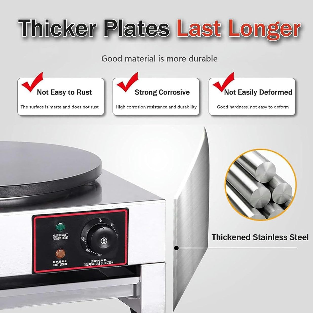 Electric Crepe & Pancake Maker, Commercial Non-Stick 40cm Pancake Griddle Machine, Adjustable Firepower Crepe Hotplate Machine for Omelets, Pizzas,Doublehead