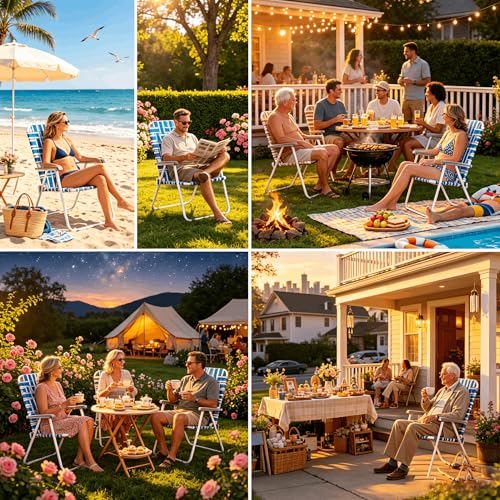 WISLAS Portable Folding Patio Lawn Webbed Chairs Set of 2, Ideal Outdoor Beach Seating for Adults, Steel Frame 300lbs Capacity for Yard, Garden Dining, Party, and Picnic, Blue - Image 4