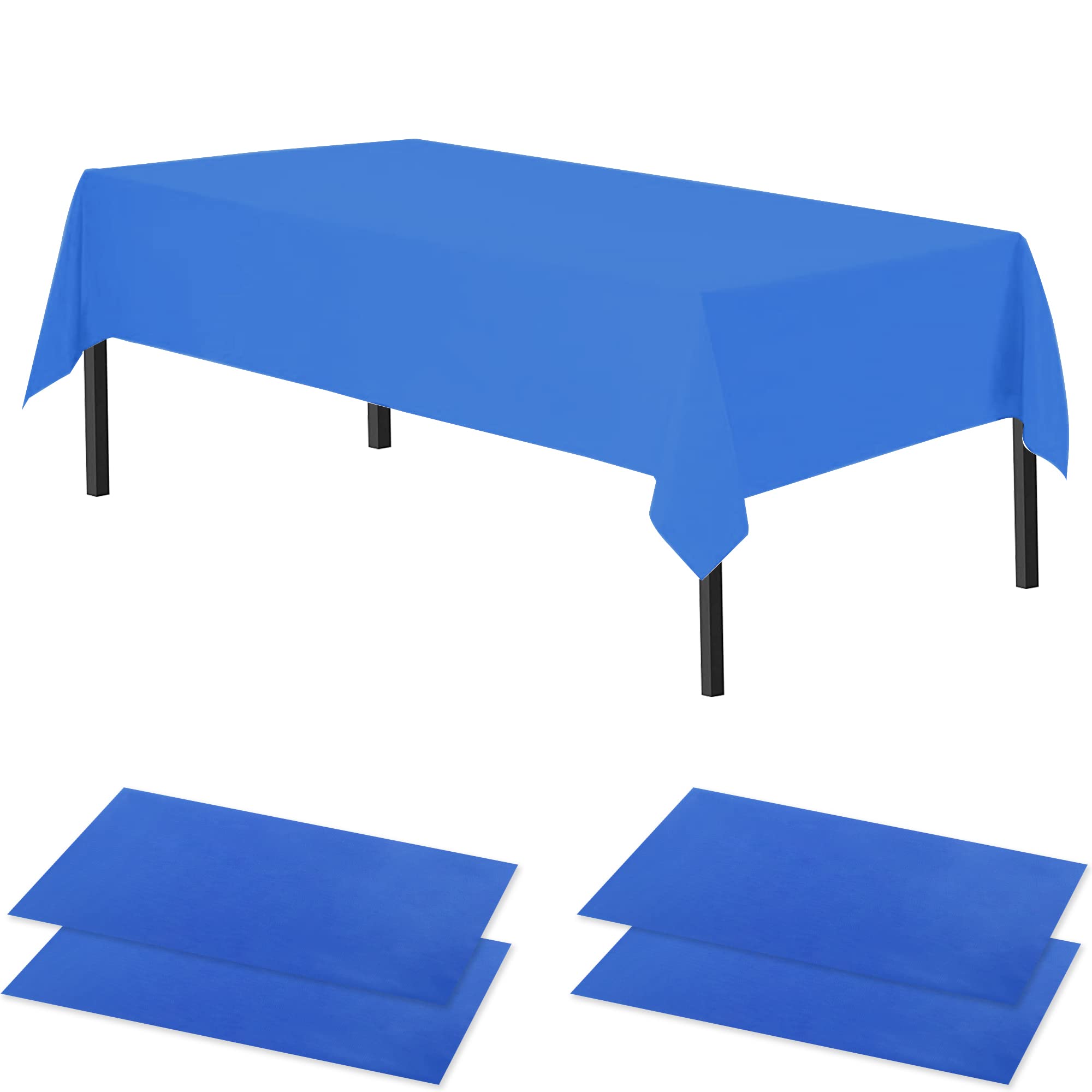Time to Sparkle 4 Pack Plastic Tablecloths 54" x 108" Plastic Dining Table Cloth Premium Rectangle Table Cover for Parties Wedding Banquet etc Indoor Or Outdoor(Royal Blue) — image 1