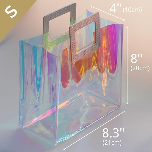 Miniatura 3 de VUOJUR 1 bolsa de regalo holográfica S de 8.3 pulgadas y 1 M de 11 pulgadas con papel de seda, orquídea