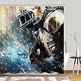 American Football Duschvorhang für Badezimmer, sportlicher Wettkampf, physikalische Auswirkungen, Duschvorhänge, Polyesterstoff, Dekorhaken