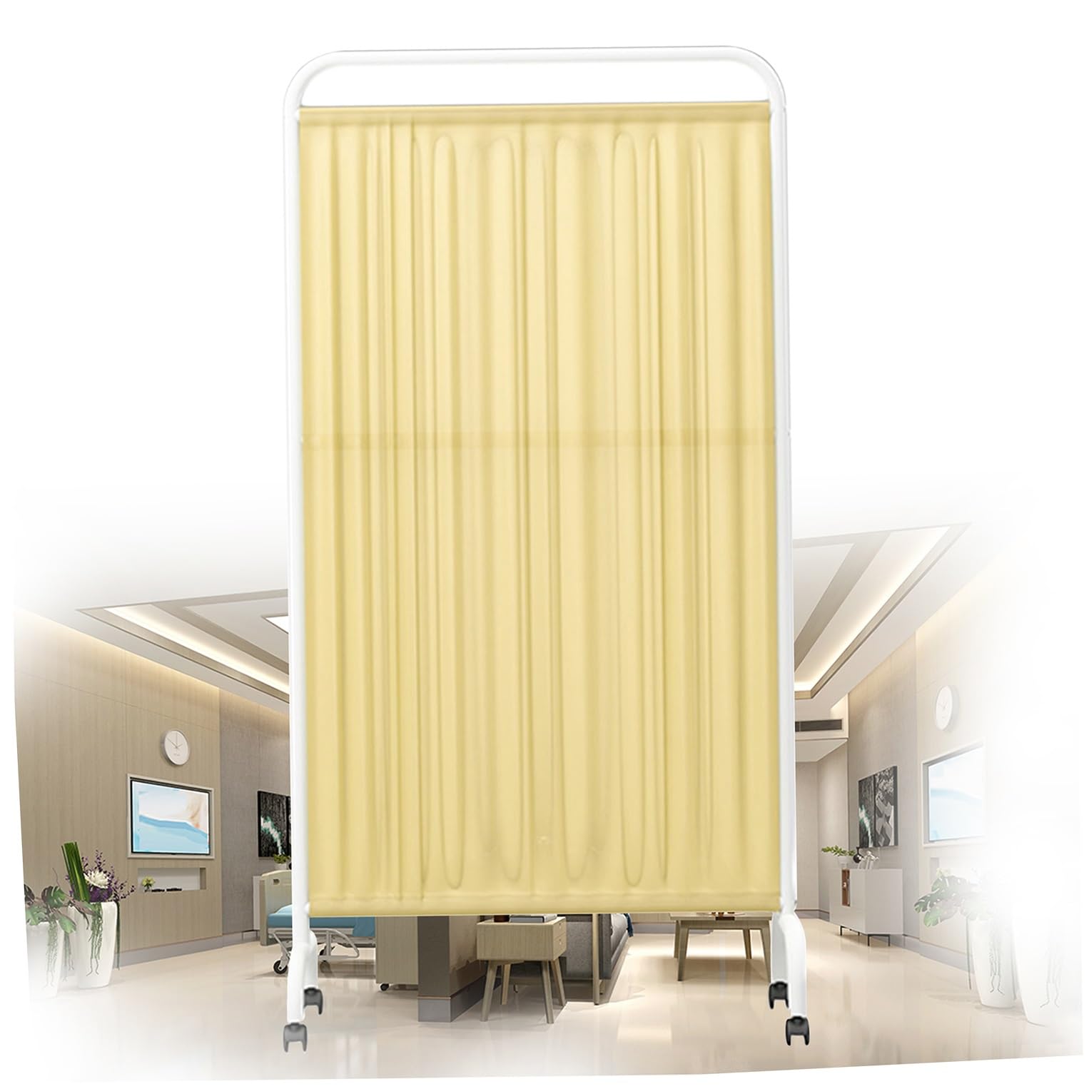 Divisorio Mobile per Ambienti Medici, con Porta autoportante, Ideale per reparti, saloni di Bellezza e ambulatori, con Struttura Pieghevole in Ferro (Colore 1, 6 Pannelli).