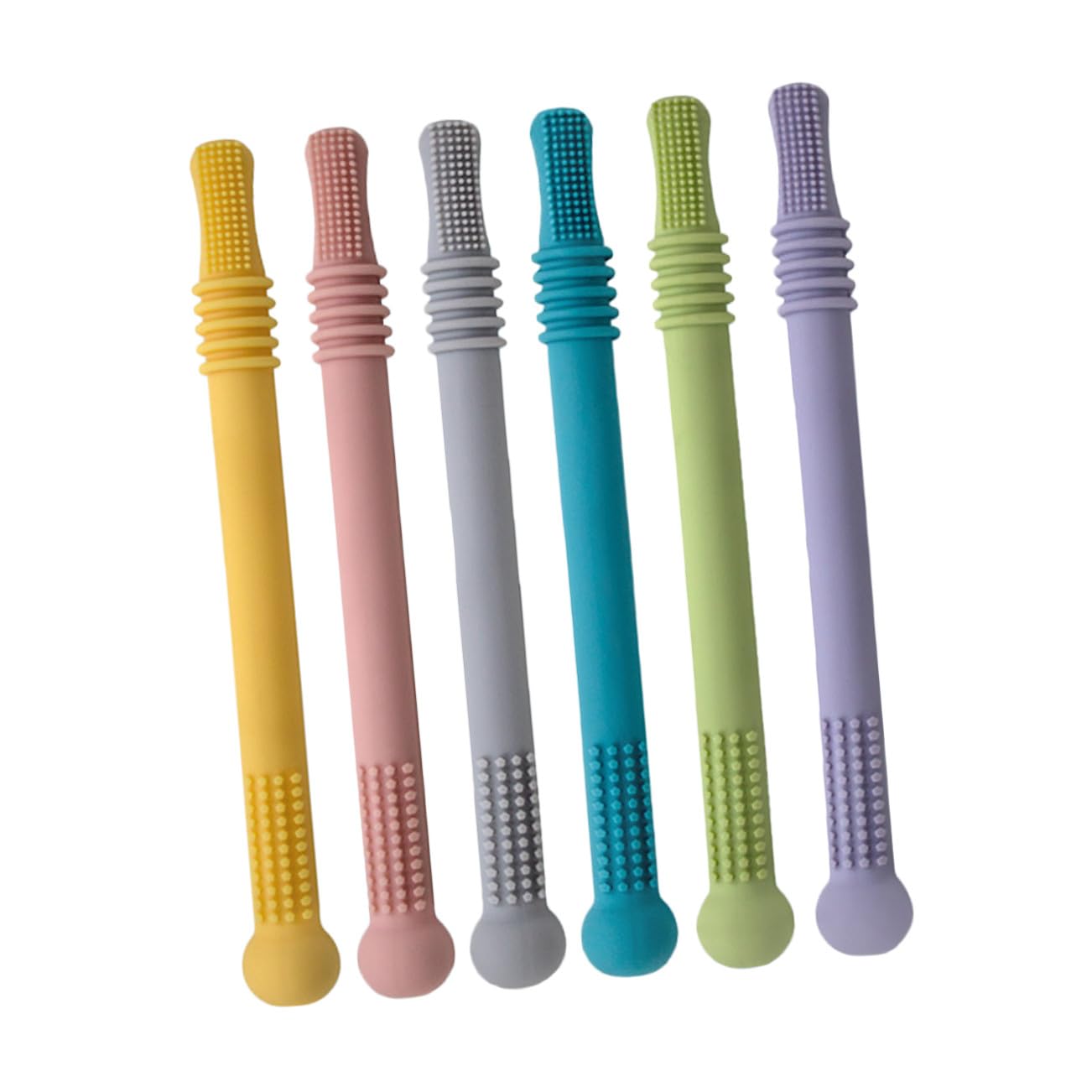 6piezas Palitos de Dentición para Bebés Tubos de Dentición de Pajitas Juguete Molar Adecuado para Recién Nacidos Disponibles Colores Rosa Amarillo Morado Verde Azul Gris