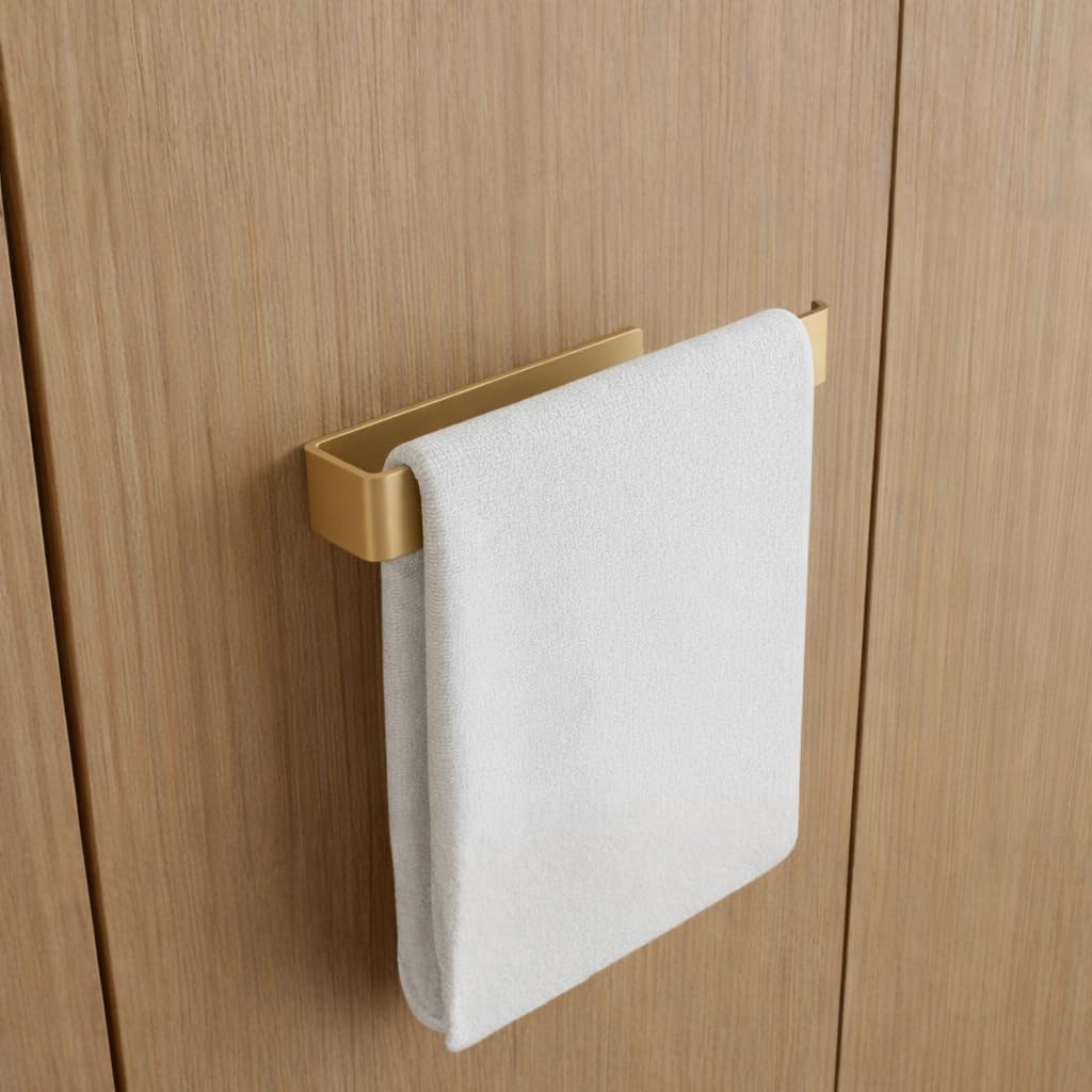 Toallero sin taladrar, Juego de 2 Unidades, Color Dorado, Ancho de 30 cm, Barra de Toalla de baño de Pared, Ganchos de Pared, Accesorios de baño 30 x 20 x 6 cm