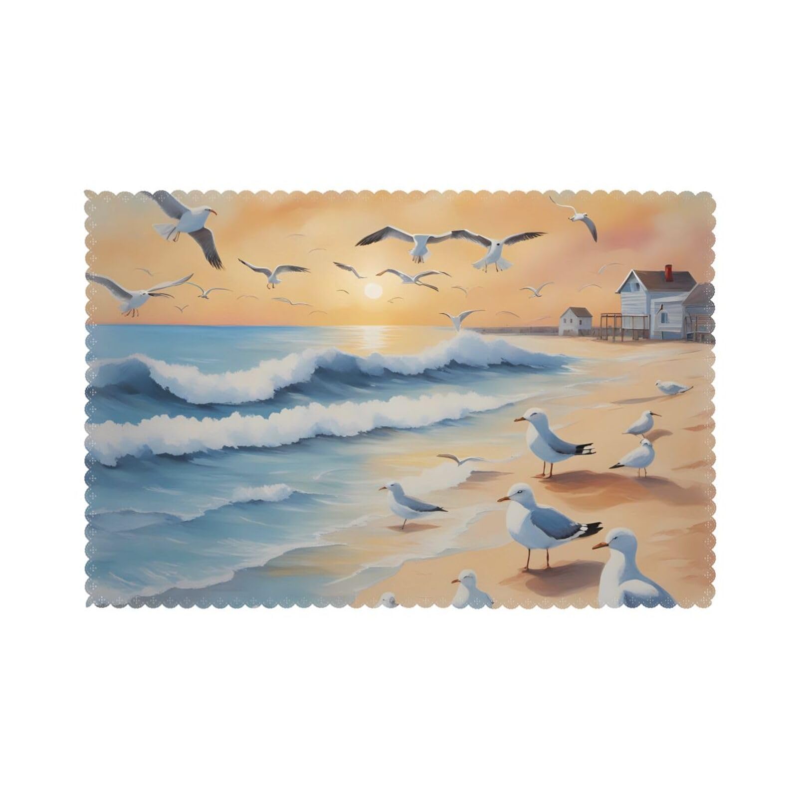 airborne seagulls Placemat set of 6, oil-proof, washable, suitable for kitchen, restaurant, party, etc.