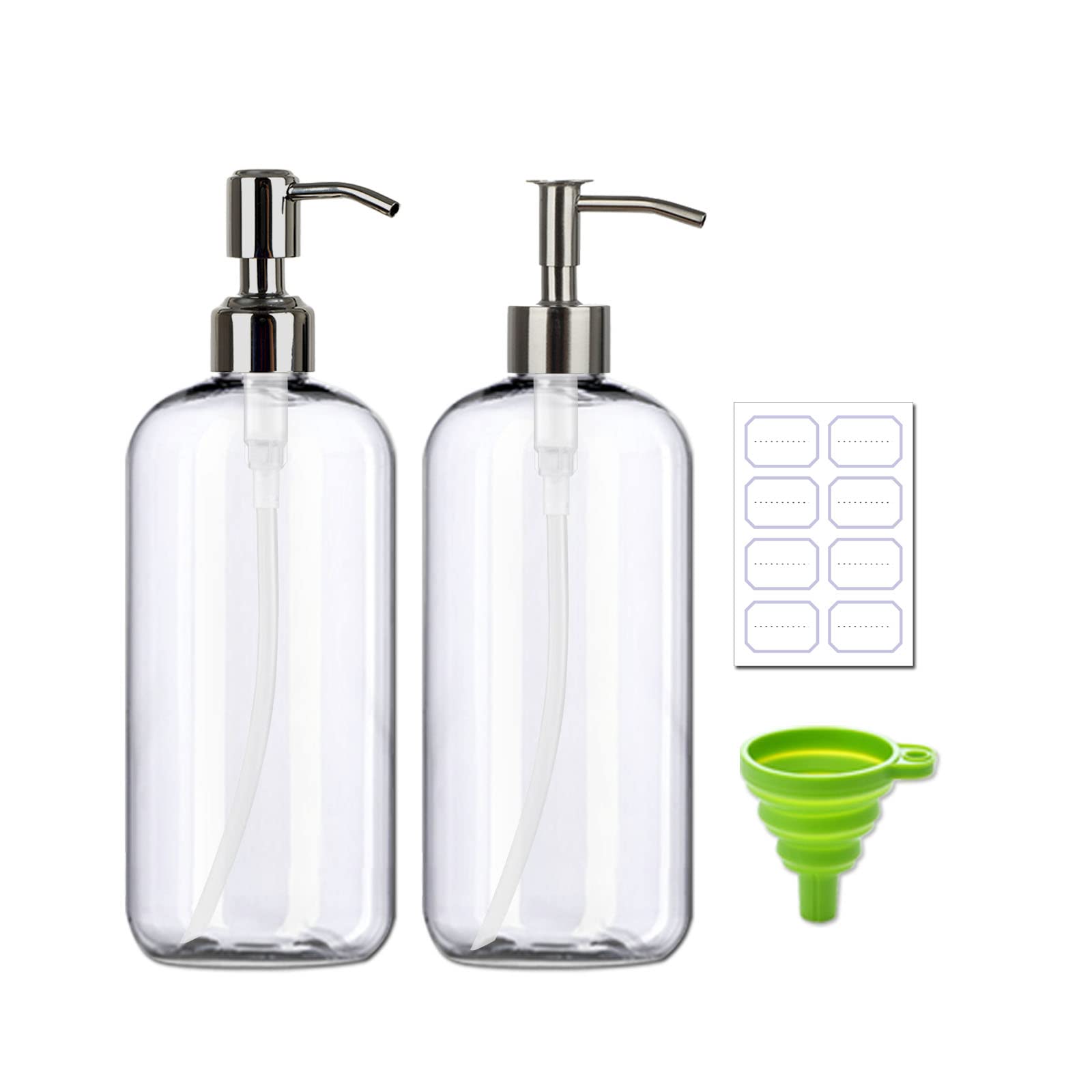 Buy Refillable 32oz Dispenser Bottle 2pack with Steel Pumps, 1 Liter