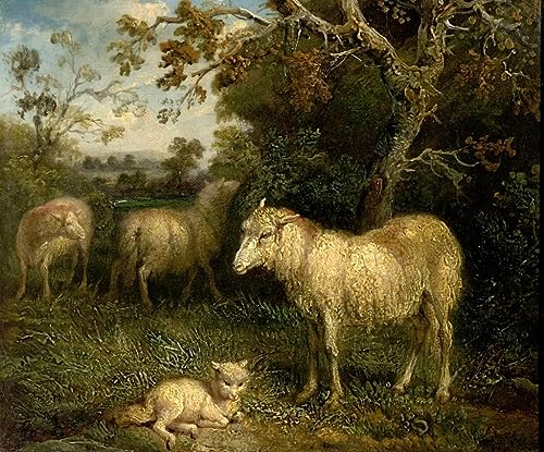 Tableau paysage avec des moutons d'artiste celebre impression d'art mural premium