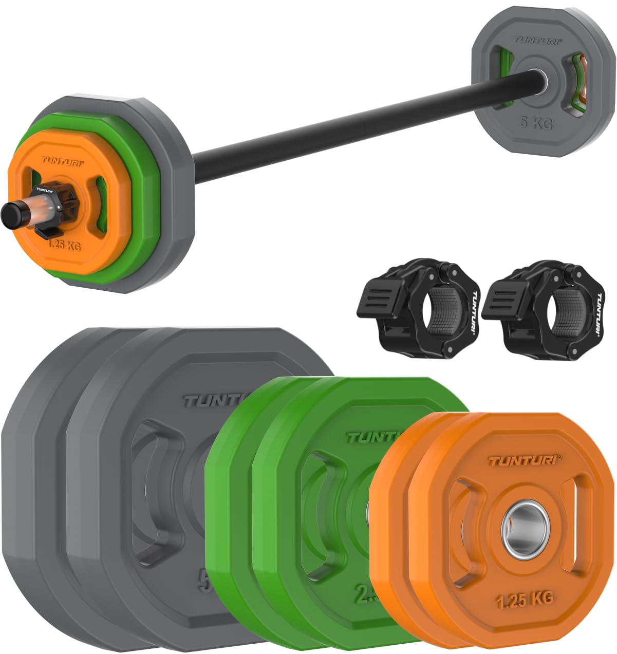 Tunturi Aerobic Pump Gewichteset 20kg Hantelset mit 6 Scheiben Hantelstange Gummibeschichtung
