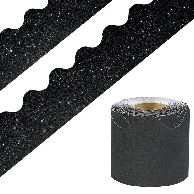 DMJUNCONG 68.9 Feet Glitter Bulletin Board Border Scalloped Bulletin Board Trim for Classroom Decoration,Bedroom Wall Decoration,Home Decoration,