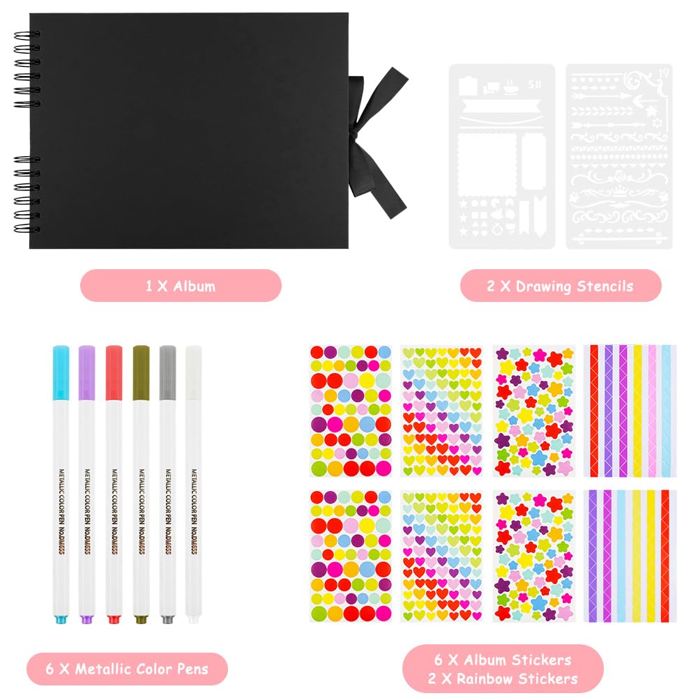 Aolso Scrapbook Photo Albums 40 Black Pages, DIY Memory Album, 29 X 21.5 CM Scrapbooks - Image 4