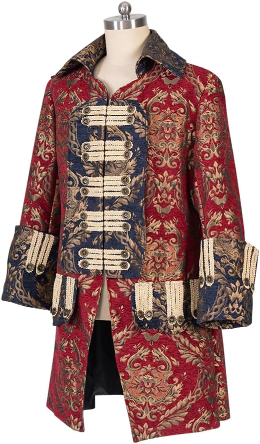 Men's Steampunk Vintage Tailcoat Jacket Gothic Victorian Frock Coat Mens Buccaneer Pirate Costume Trench Coat