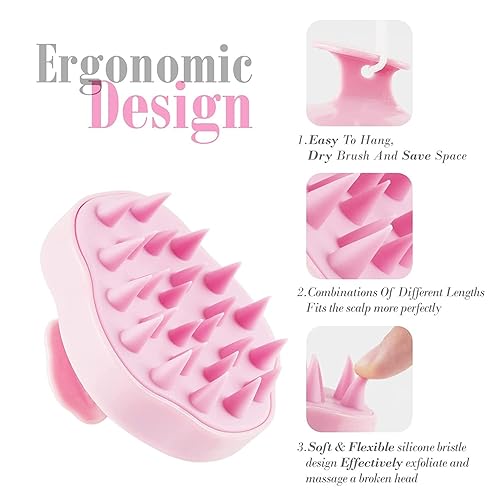 Miniatura 3 de Cepillo para champú masajeador de cuero cabelludo de silicona cepillo para el crecimiento del cabello para cabello lacio rizado largo corto grueso