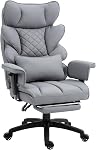 Dowinx Big and Tall Office Chair with Pocket Spring Cushion and Lumbar Support,High Back Computer Gaming Chair with Adiustable Ammrests,Executive Desk Chair with Footrest(Pu-White)