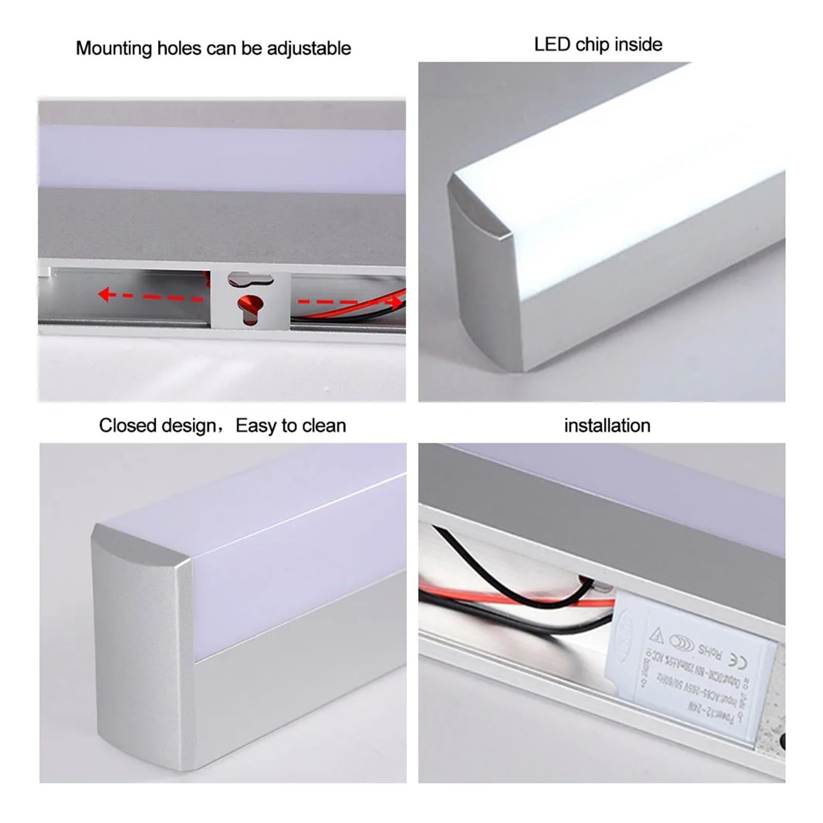 Lampada da parete a LED da 12 W, 16 W, 22 W, for bagno, interni, strisce lunghe, luce da specchio, bianco caldo/freddo for l'arredamento della casa Flessibile(Warm White 2700K,22W 550MM)
