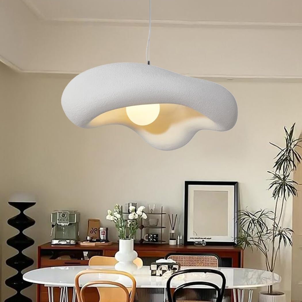 Lámpara Colgante Wabi Sabi Moderna Luz Colgante De Flores Creativa Lámpara De Mesa De Comedor Estilo Nórdico Lámpara De Araña De Dormitorio Sala Comedor Cocina Habitación Iluminación Blanco,50cm
