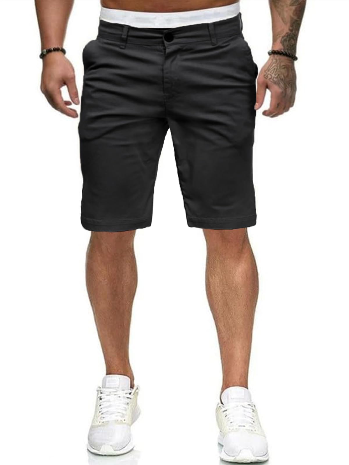Enzo | Heren Slim Fit Stretch Chino Shorts - Zwart