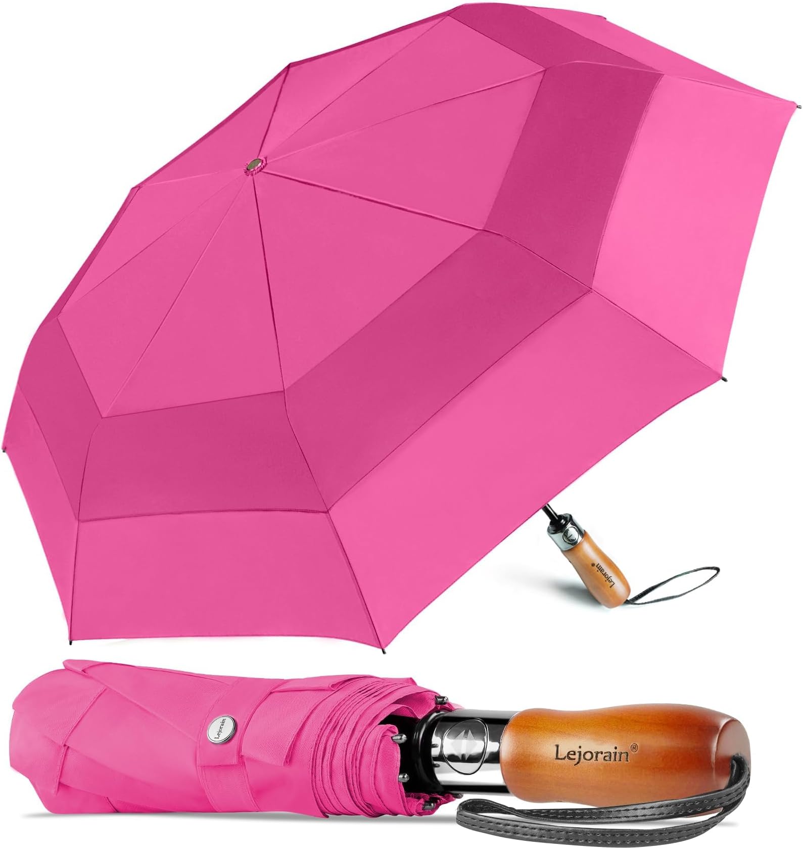 54inch Large Compact Golf Umbrella - Oversized Auto Open Close Folding Golf Umbrella Travel 210T Dupont Teflon Coated Vented Windproof Double Canopy for Women Men