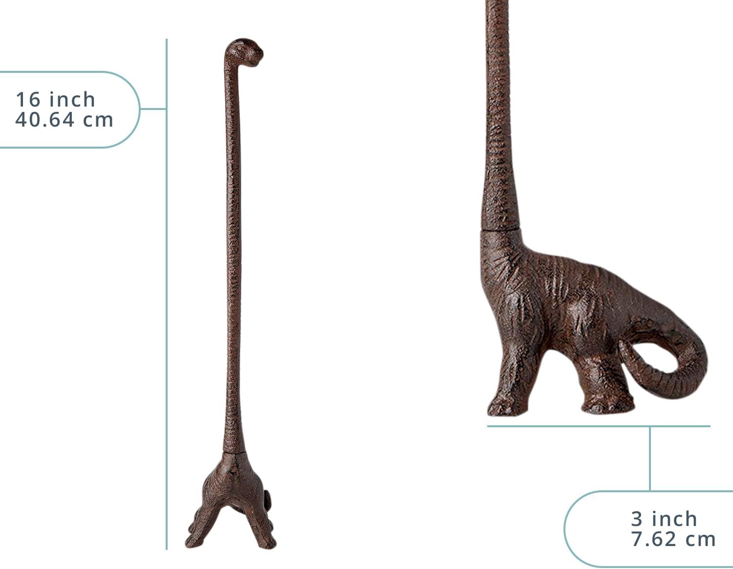 Comfify Paper Towel Holder or Free Standing Toilet Paper Holder - Cast Iron Dinosaur Paper Holder - Bathroom Holder or Stand Up Paper Towel Holder - Rustic Brown w/Vintage Finish