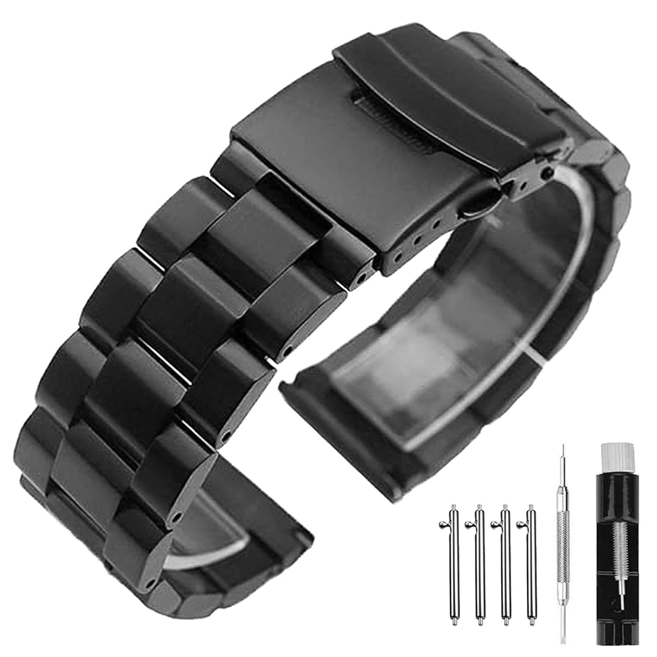 Quick Release Brushed Metal Watch Band for Men Women Stainless Steel Watch Bracelet Straps 18mm/20mm/22mm/24mm/26mm Watch Bands with Double FlipLock Buckle Black or Silver, Blue, Gold