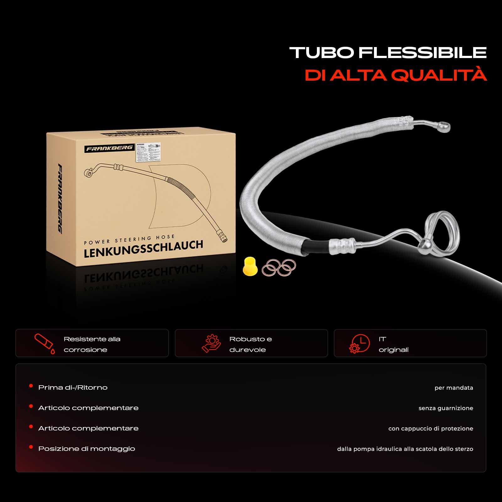 Frankberg Servosterzo Tubo flessibile Compatibile con A4 Avant 8E5 1.9L 2001-2004 A4 8E2 1.9L 2000-2004 Replace# 3405531, 8E1422893