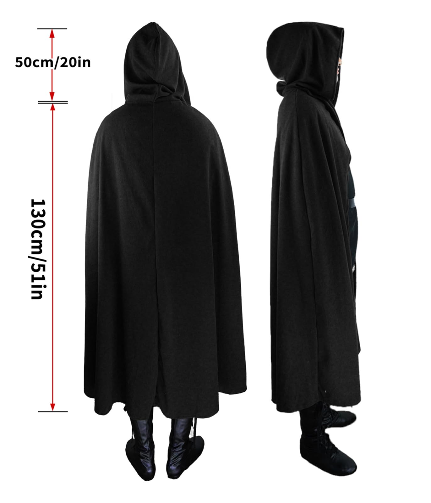 CNVAUIE Renaissance Snapback Hooded Coat Medieval Costumes Men's Witch Halloween Costumes Hooded Coat (Brown) - Image 4