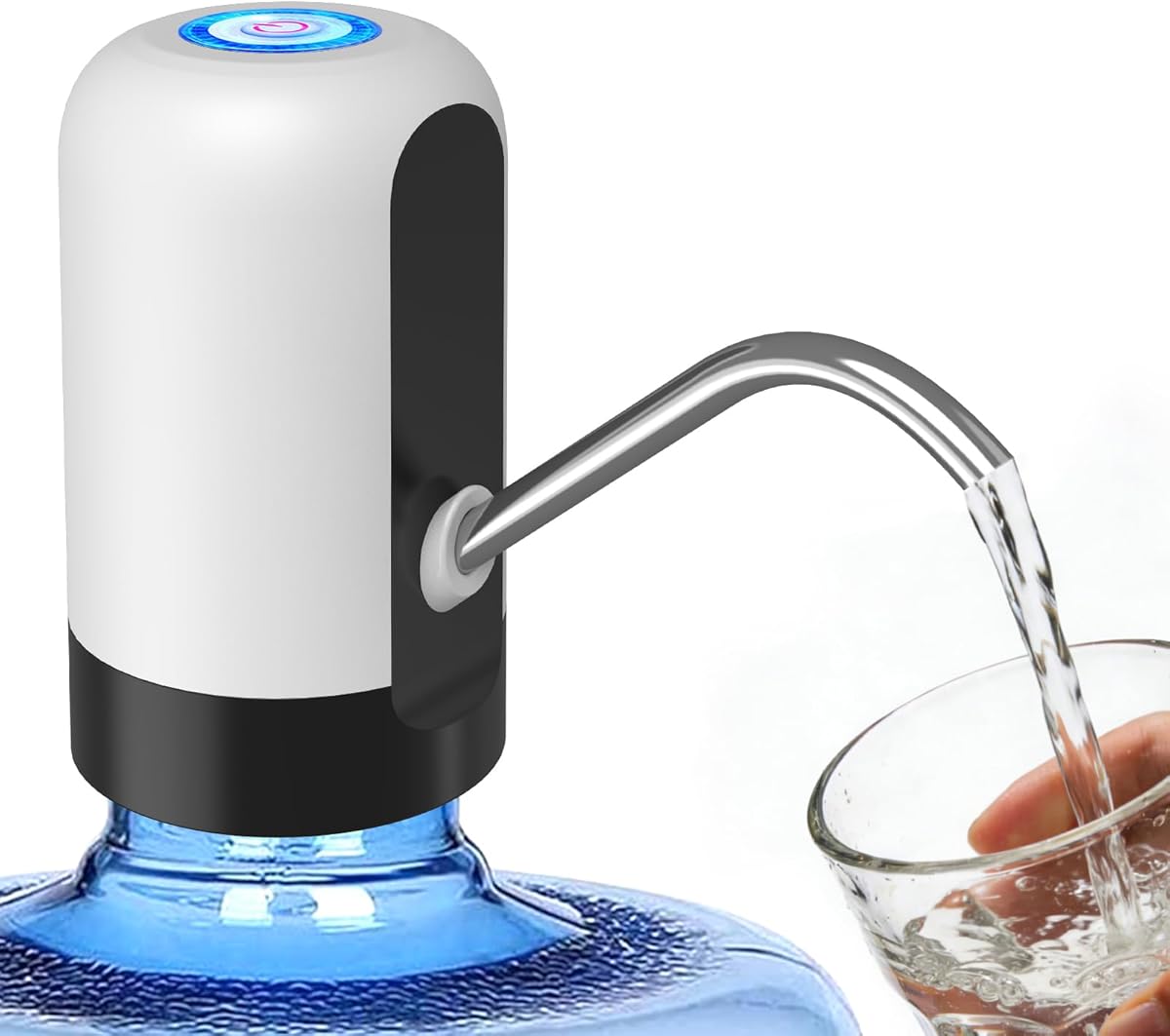 Rechargeable Water Dispenser Pump for 5 Gallon, USB Type-C Rechargeable with 1200mAh Battery, Powerful Suction for Home, Office, Camping
