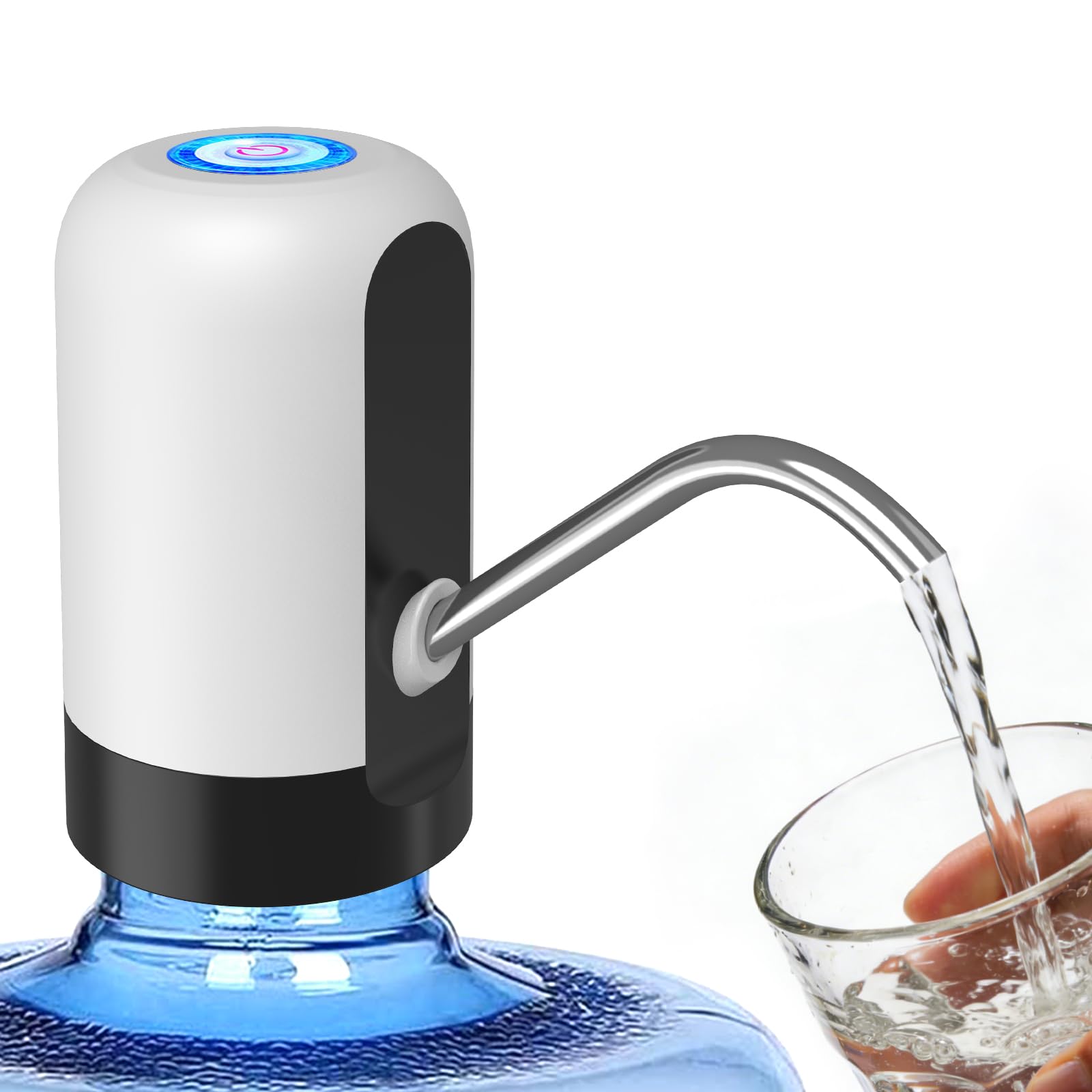Rechargeable Water Dispenser Pump for 5 Gallon, USB Type-C Rechargeable with 1200mAh Battery, Powerful Suction for Home, Office, Camping