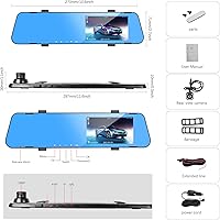 Vista 7 de CAMECHO Cámara de respaldo de 4.5 pulgadas, cámara de respaldo 1080P FHD frontal y trasera, cámara de espejo para automóviles de doble lente