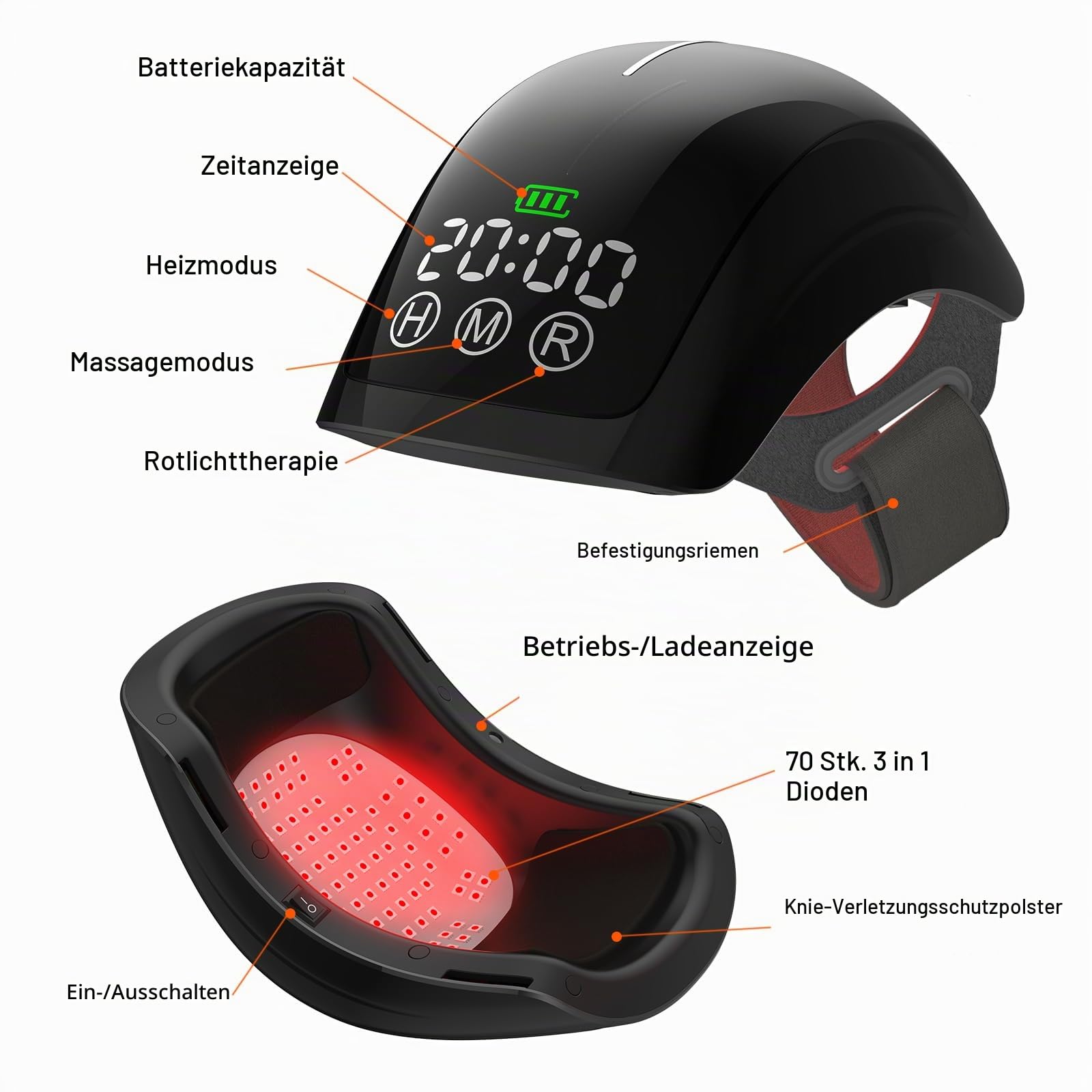iKeener Knie Massagegerät Arthrose Schnurloses mit Wärme und Vibration, FDA Zugelassen 210pcs Kaltlaser Infrarot Kniemassagegerät für Knieschmerzen Knie Steifheit Bänder Muskelverletzung