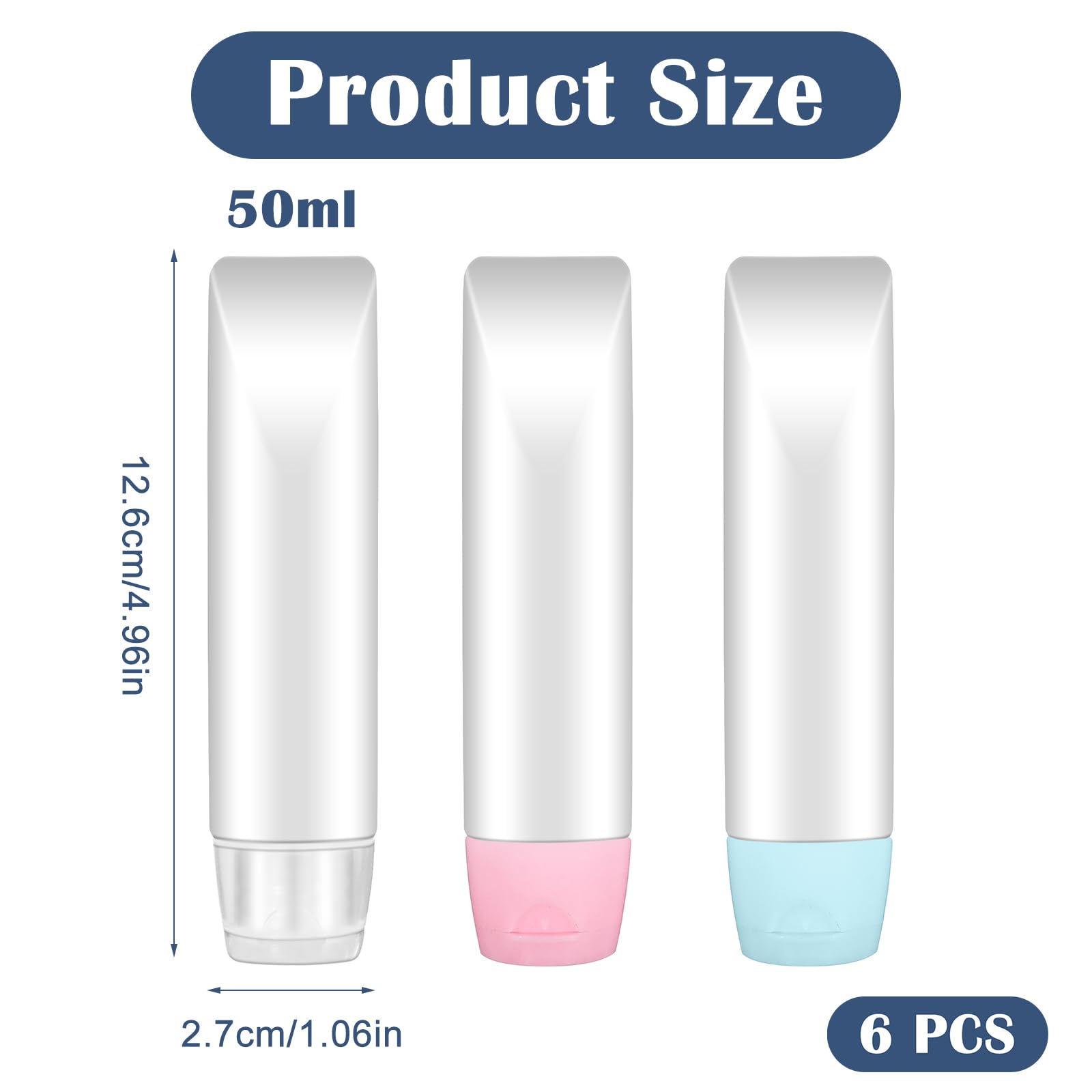 Classicseali 6pcs 50ml Travel Bottles, Refillable Travel Bottles, Plastic Empty Squeeze Bottle - Image 2