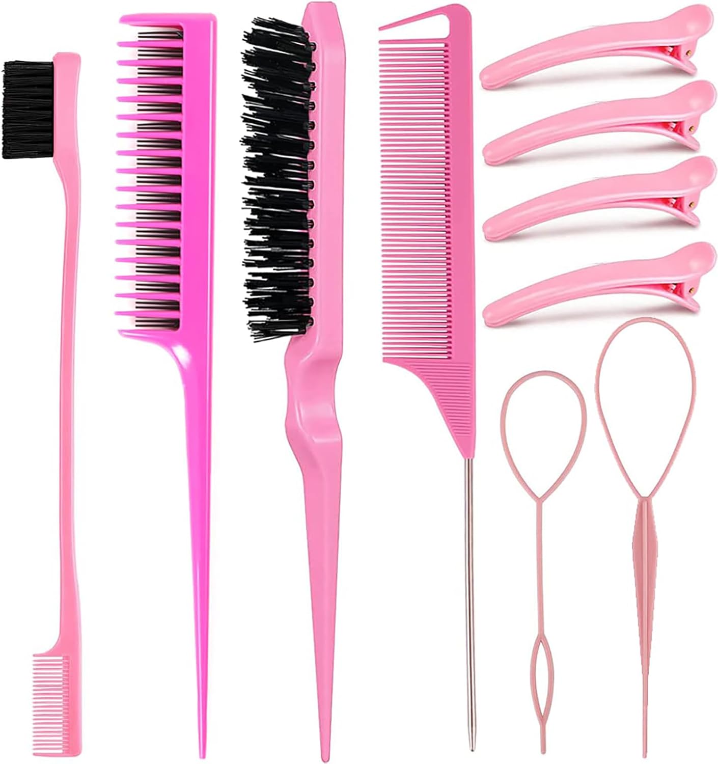 10 Pieces Hair Comb Set for Women Hair Styling,Double Sided Slick Back Brush Hair Care Tools Alligator Clips