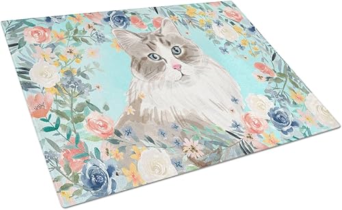 Caroline Treasures CK3399LCB - Tabla de cortar de cristal de flores siberianas (12 x 16 W), multicolor