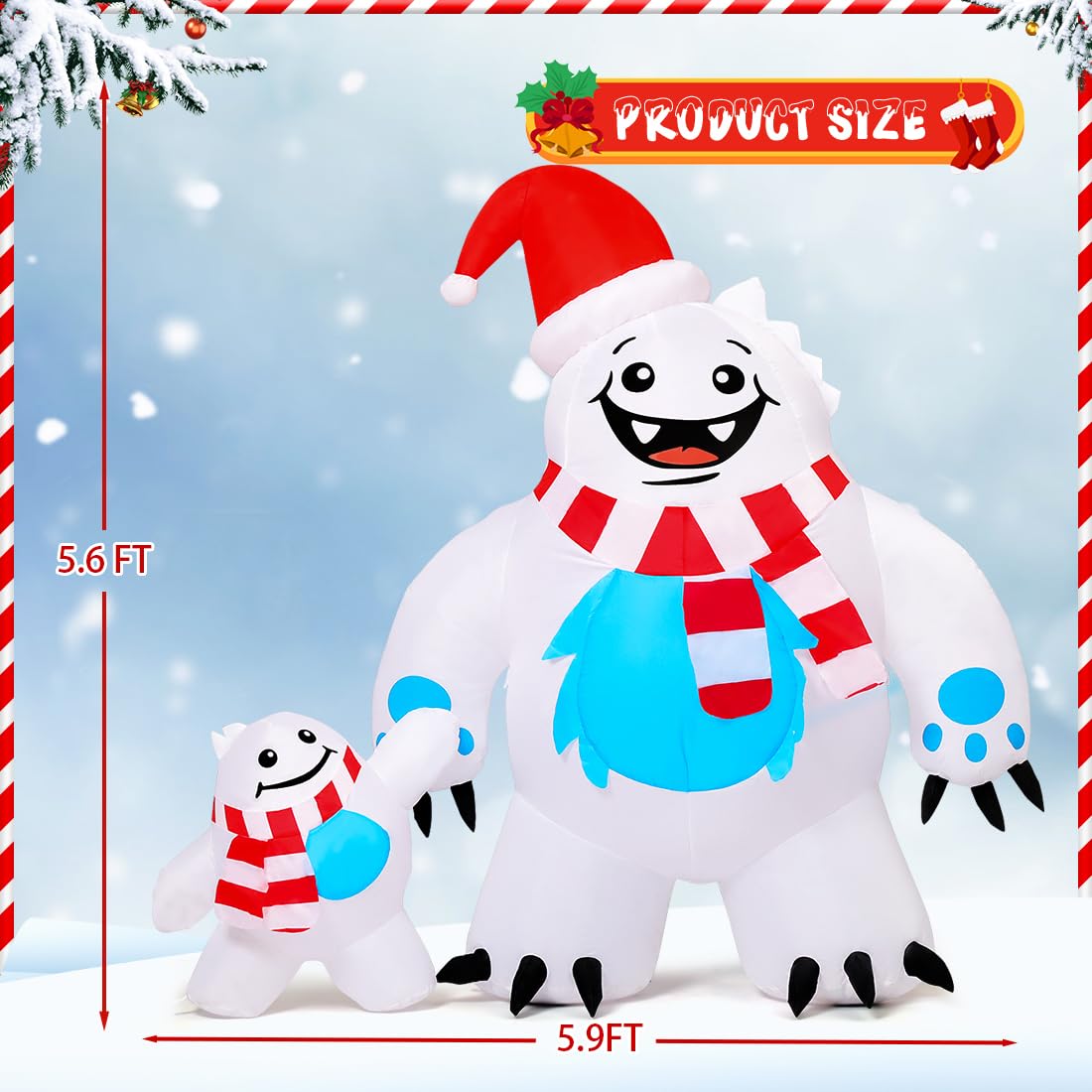 COMIN Bonhomme de neige gonflable de Noël avec une boîte, décoration de cour gonflable avec lumières LED intégrées pour les vacances, les fêtes, Noël, la cour, le jardin