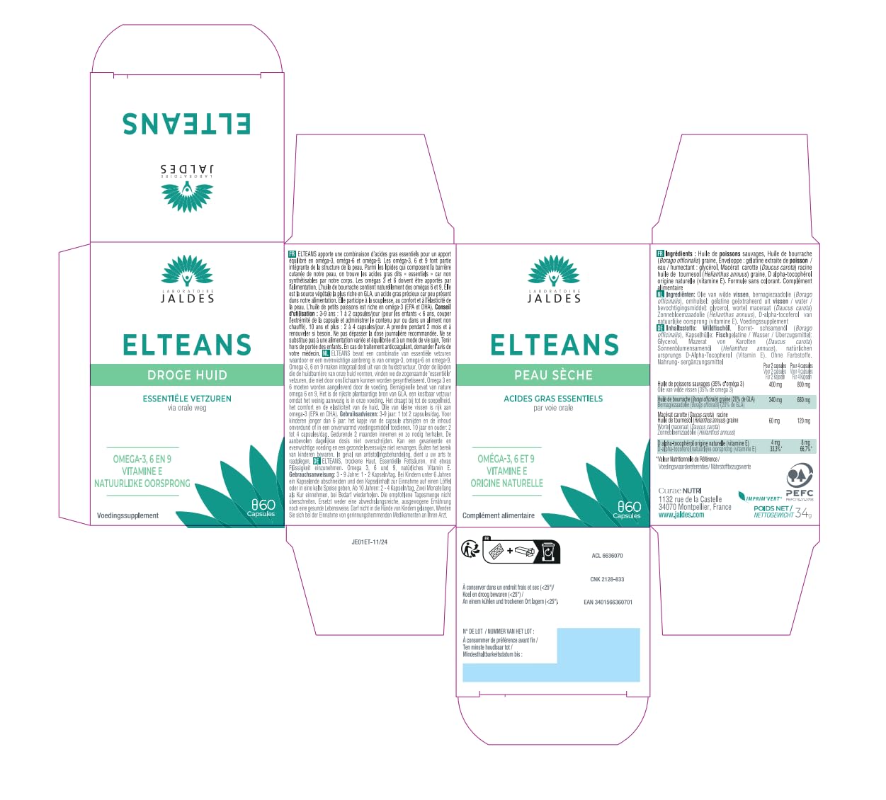 Pack « Préparation Solaire - Peaux Claires et Sensibles » | 1 OXELIO Protect + 1 ELTEANS Capsules | Prépare les Peaux Sensibles à l’Exposition | Laboratoire Jaldes