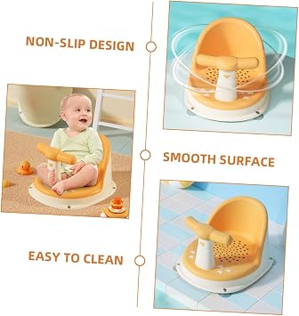 Baby Bath Chair 6 Months + Non Slip Bathtub Seat for Toddlers with Anti-Tip Compact Design Durable Material Bath Aids